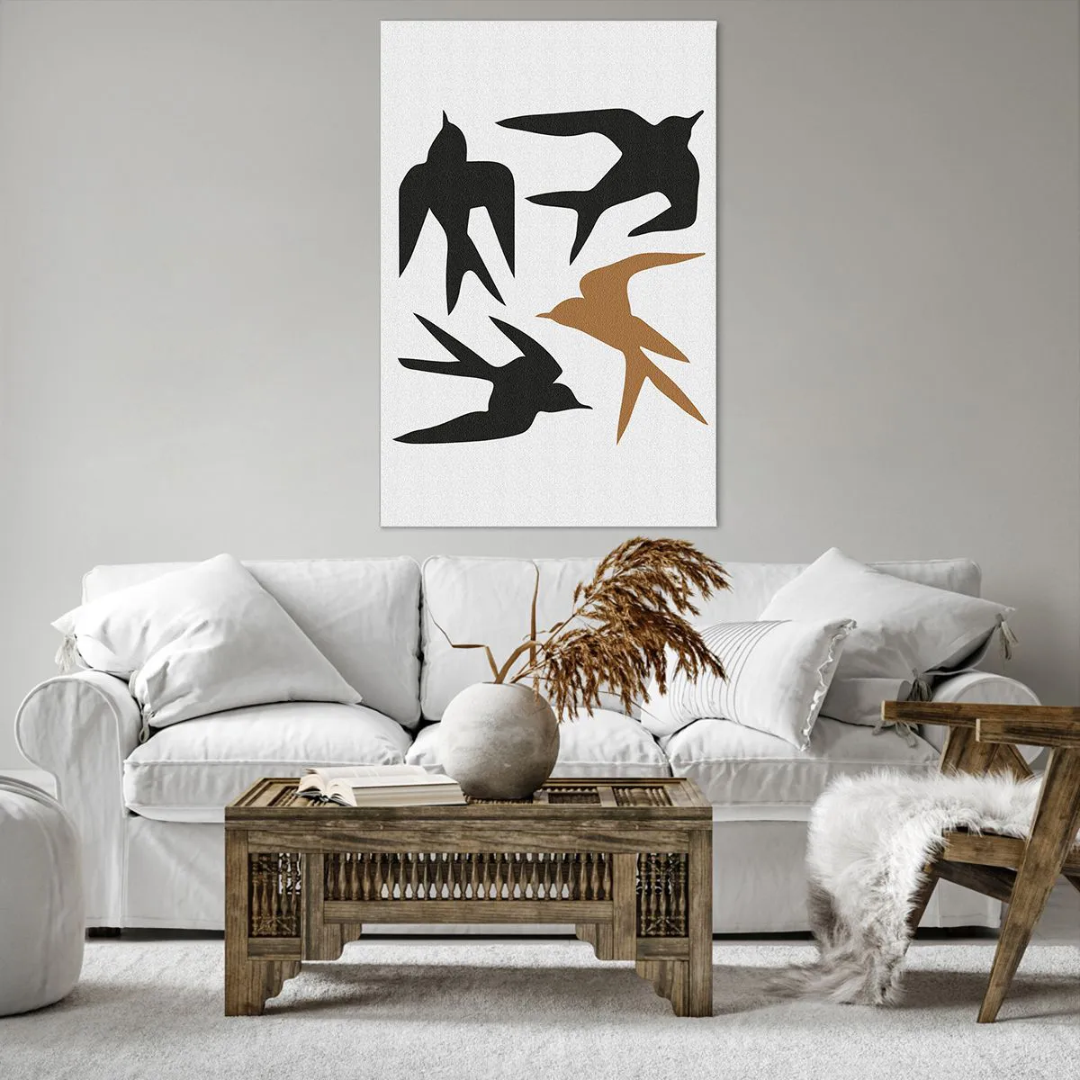 Canvastavla - Bild på duk - Svalornas lek - 80x120 cm