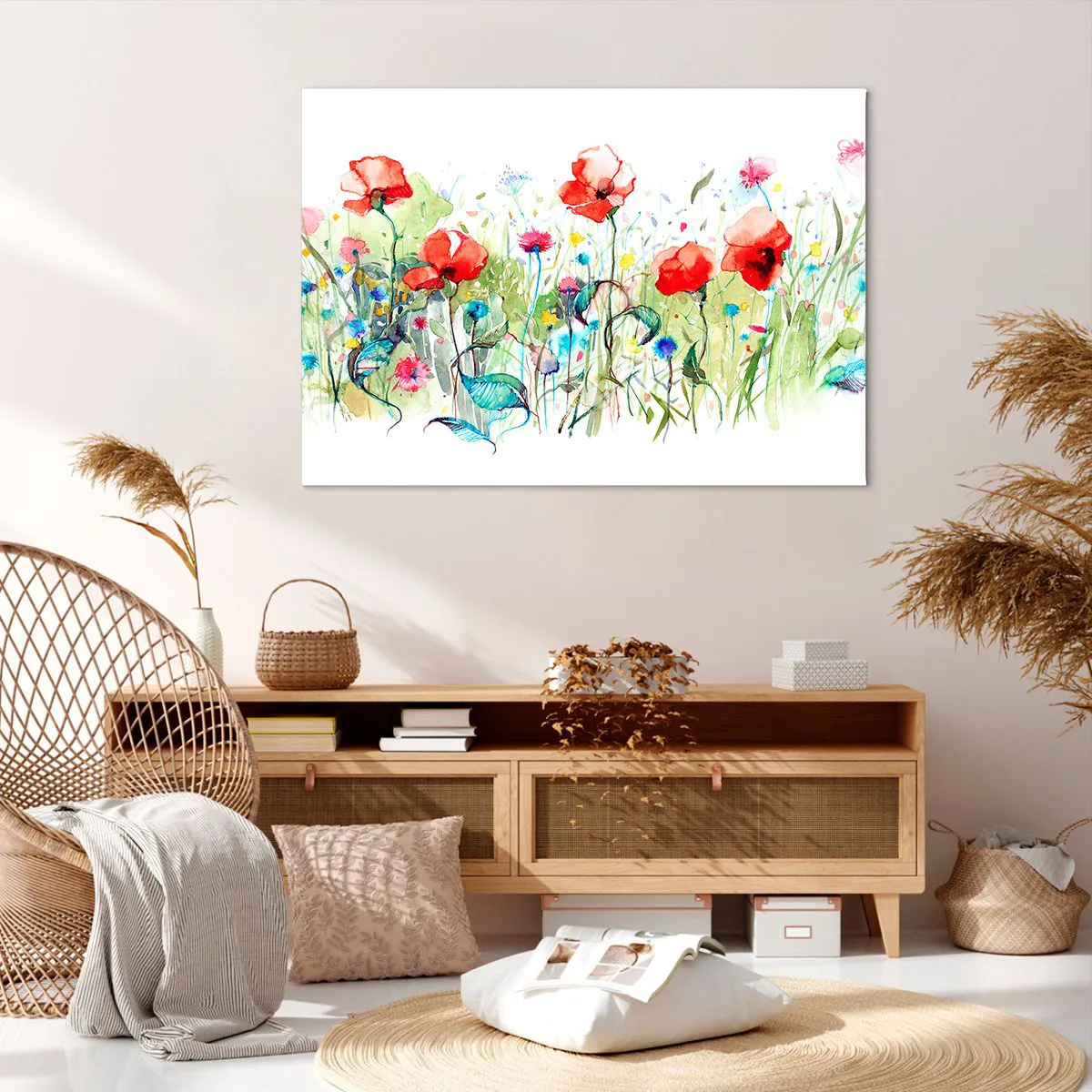 Lærredstryk - Billede på lærred - En blomstrende eng i maj - 100x70 cm