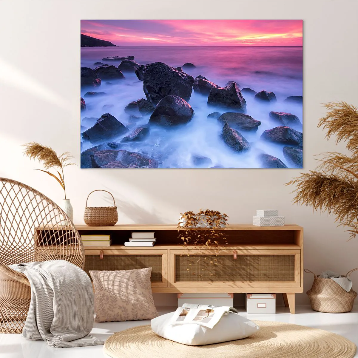 Lærredstryk - Billede på lærred - Fødsel i glimmer og tåge - 120x80 cm