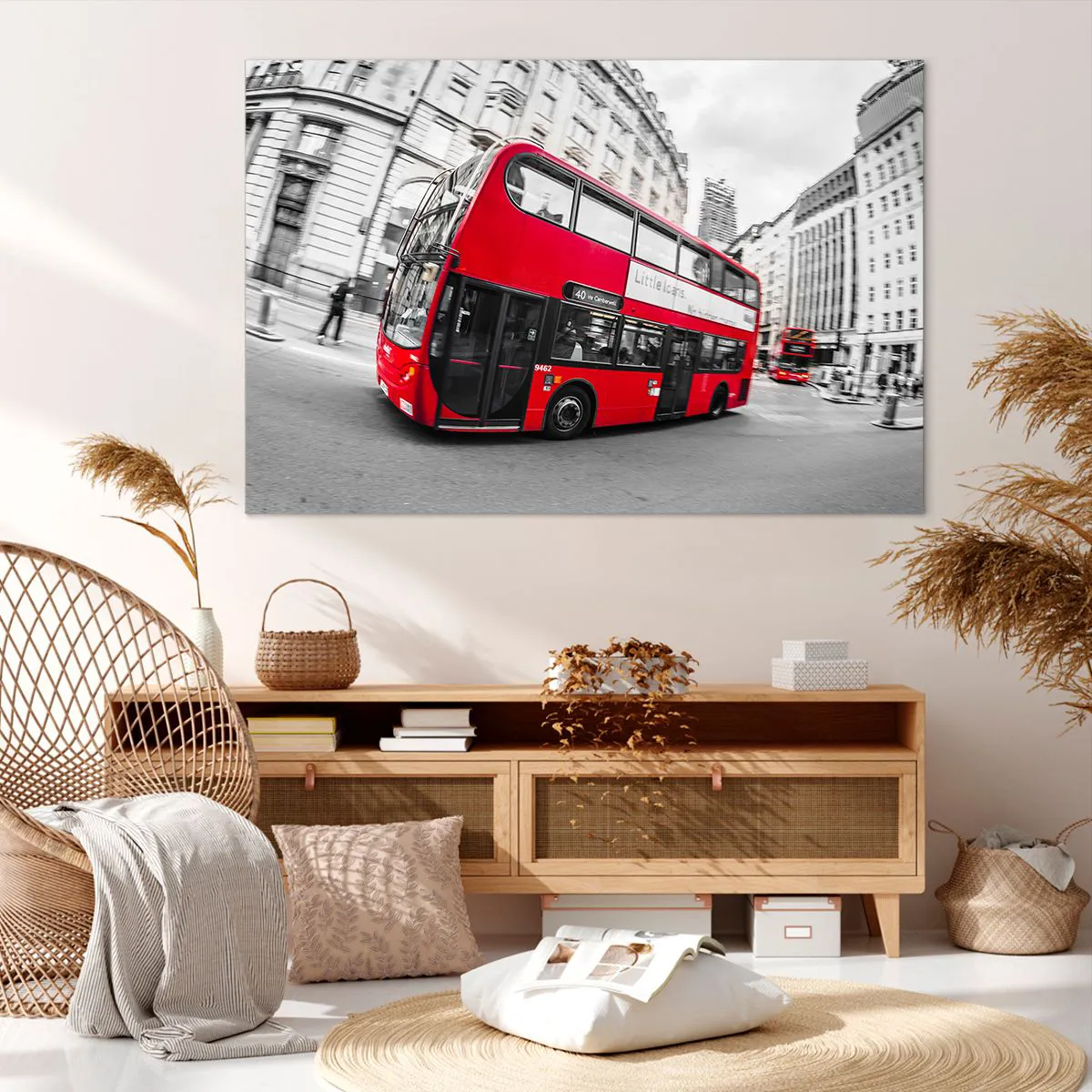 Tablou pe pânză - Londra în mod tradițional - by bus - 120x80 cm