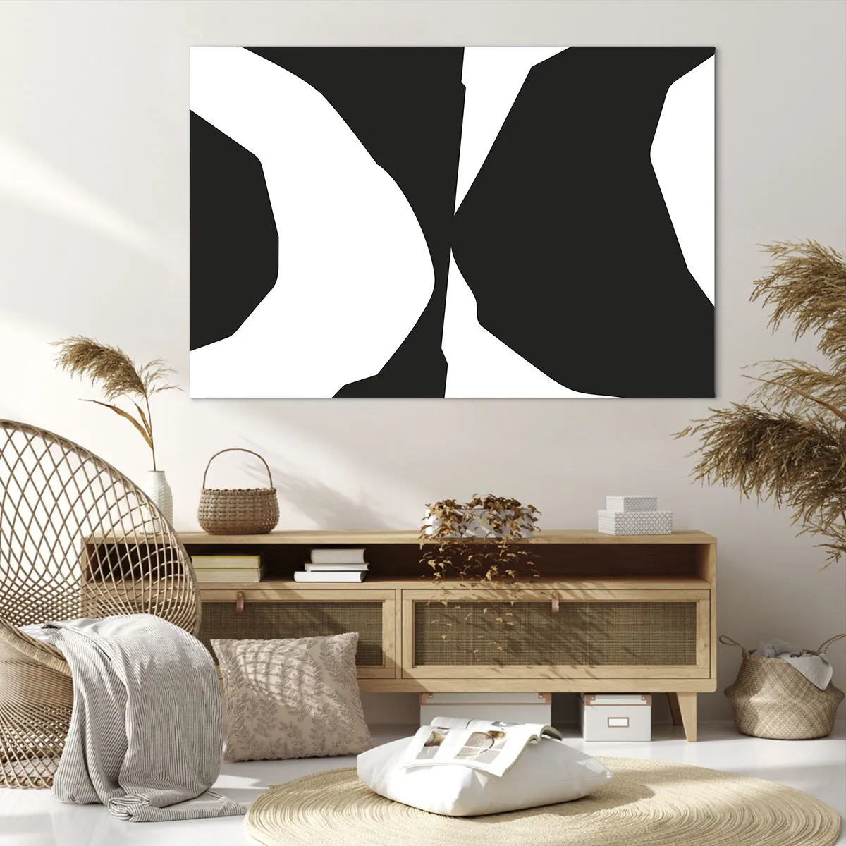 Bild auf Leinwand - Leinwandbild - Abstraktes Kontrastmuster in Schwarz und Weiß - 120x80cm - Positiv negativ - Moderne Wanddekoration für Wohnzimmer und Schlafzimmer ARTTOR