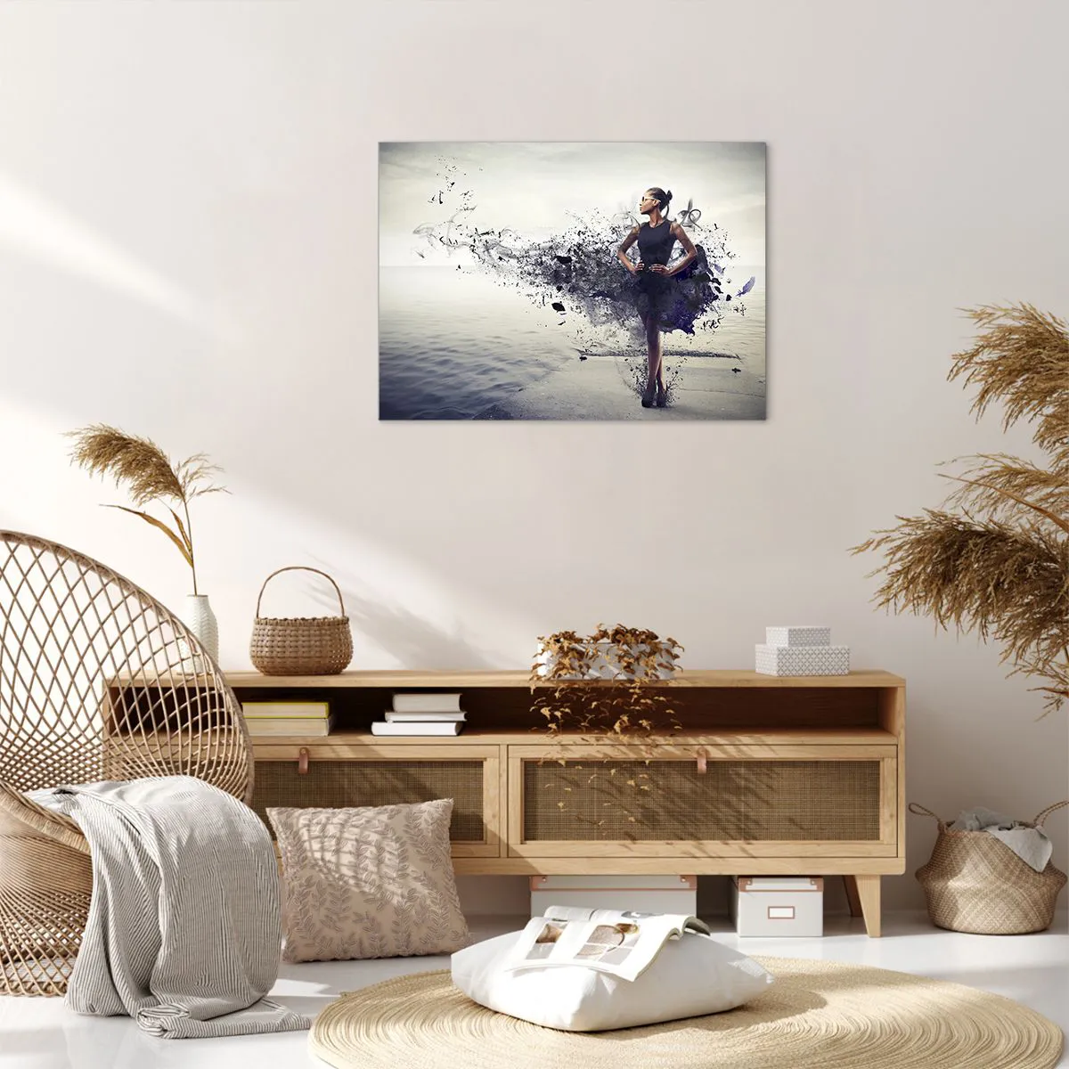 Tablou pe pânză Canvas - O femeie într-o compoziție artistică pe fundalul apei - 70x50cm - Venus africană - Decorațiune modernă pentru perete pentru living și dormitor ARTTOR