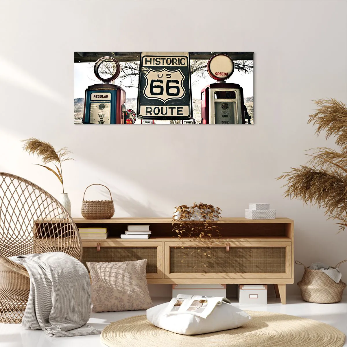 Impression sur toile - Image sur toile - Voyage rétro américain - 100x40 cm