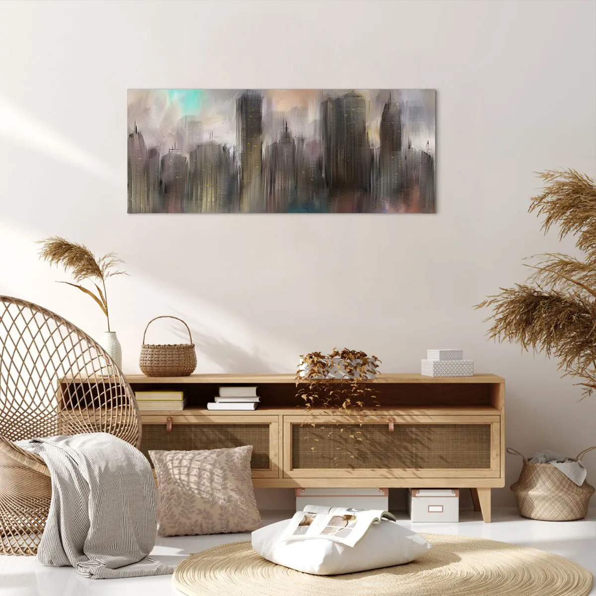 Vászonkép - Acél, kő és köd összetétele - 100x40 cm