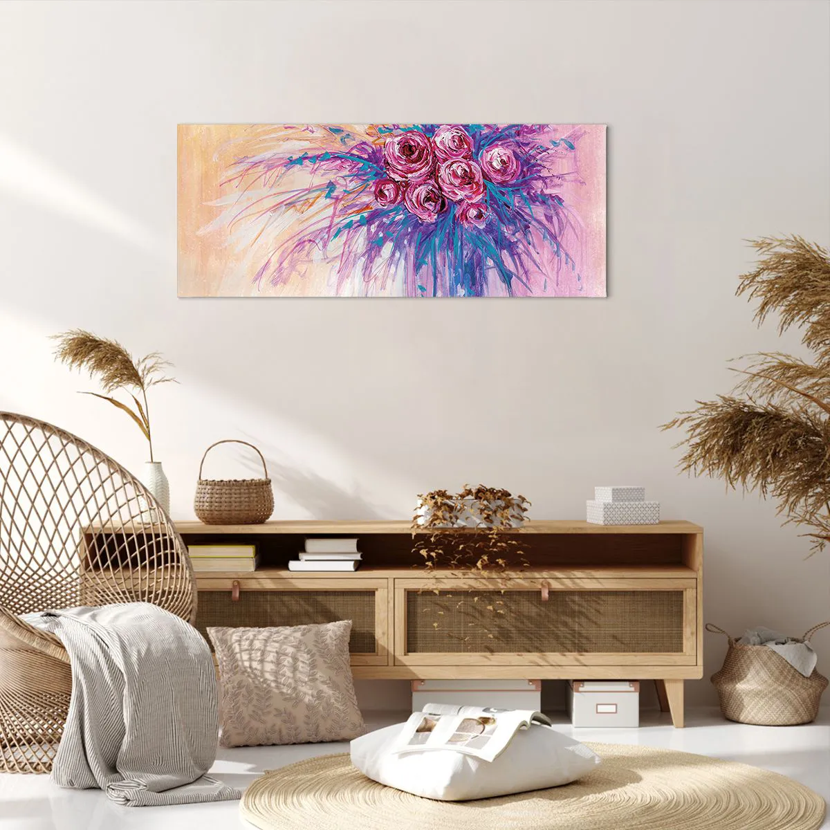 Vászonkép - Rózsaszín szökőkút - 100x40 cm