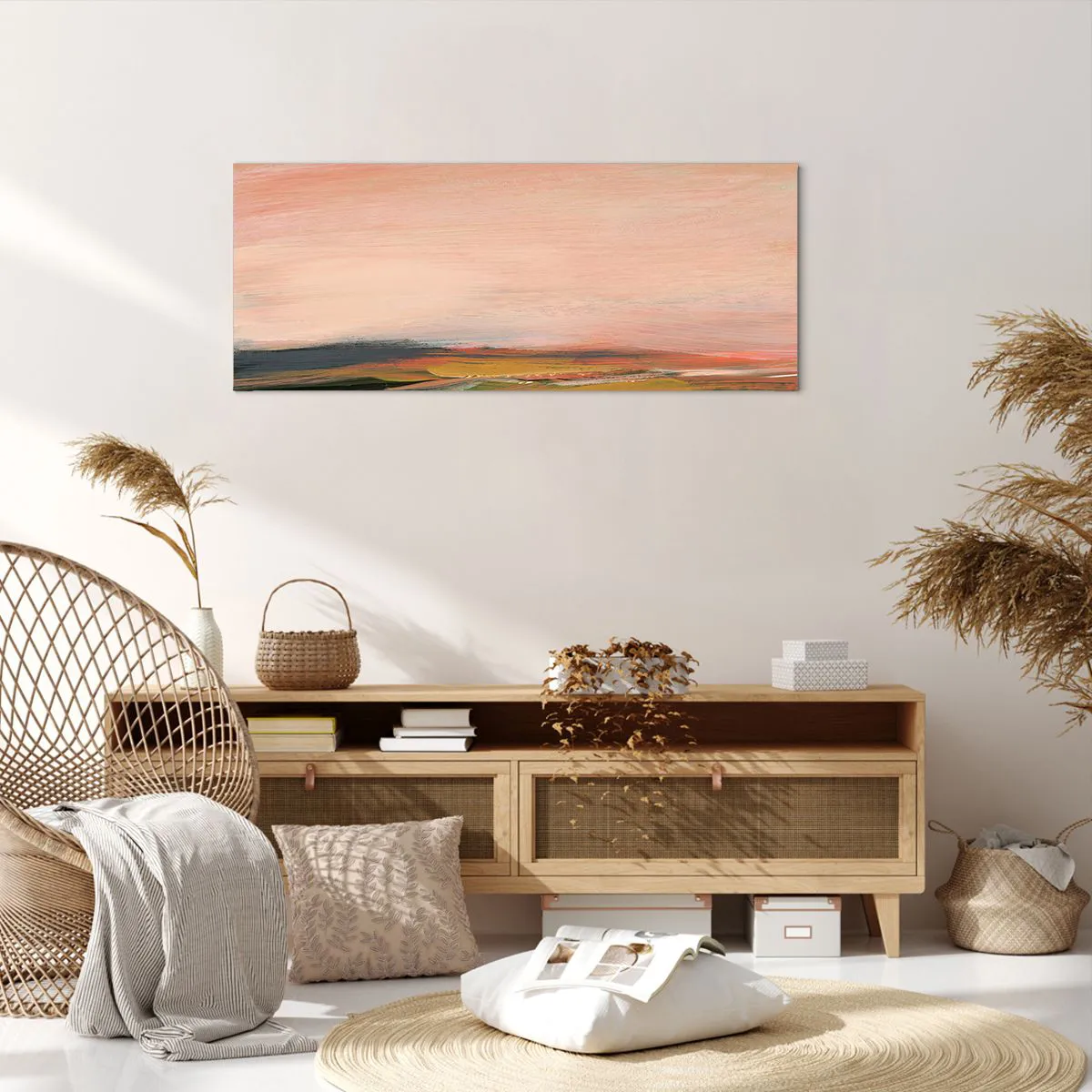 Lærredstryk - Billede på lærred - I lyserøde toner - 100x40 cm