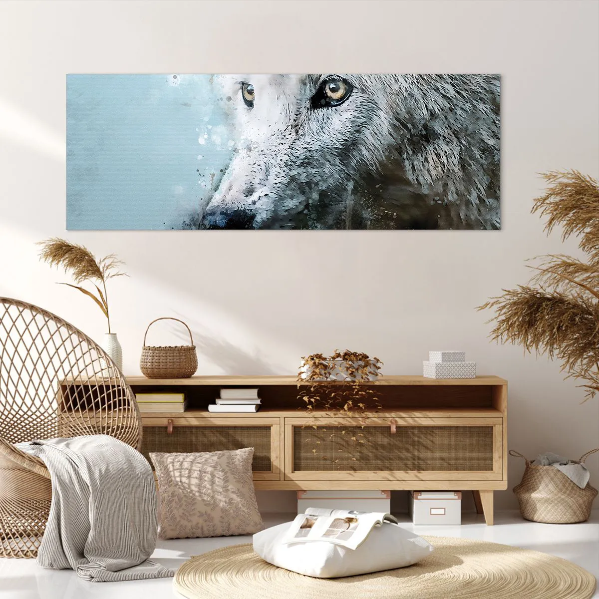 Tablou pe pânză - Faceți cunoștință cu sufletul lupului - 140x50 cm