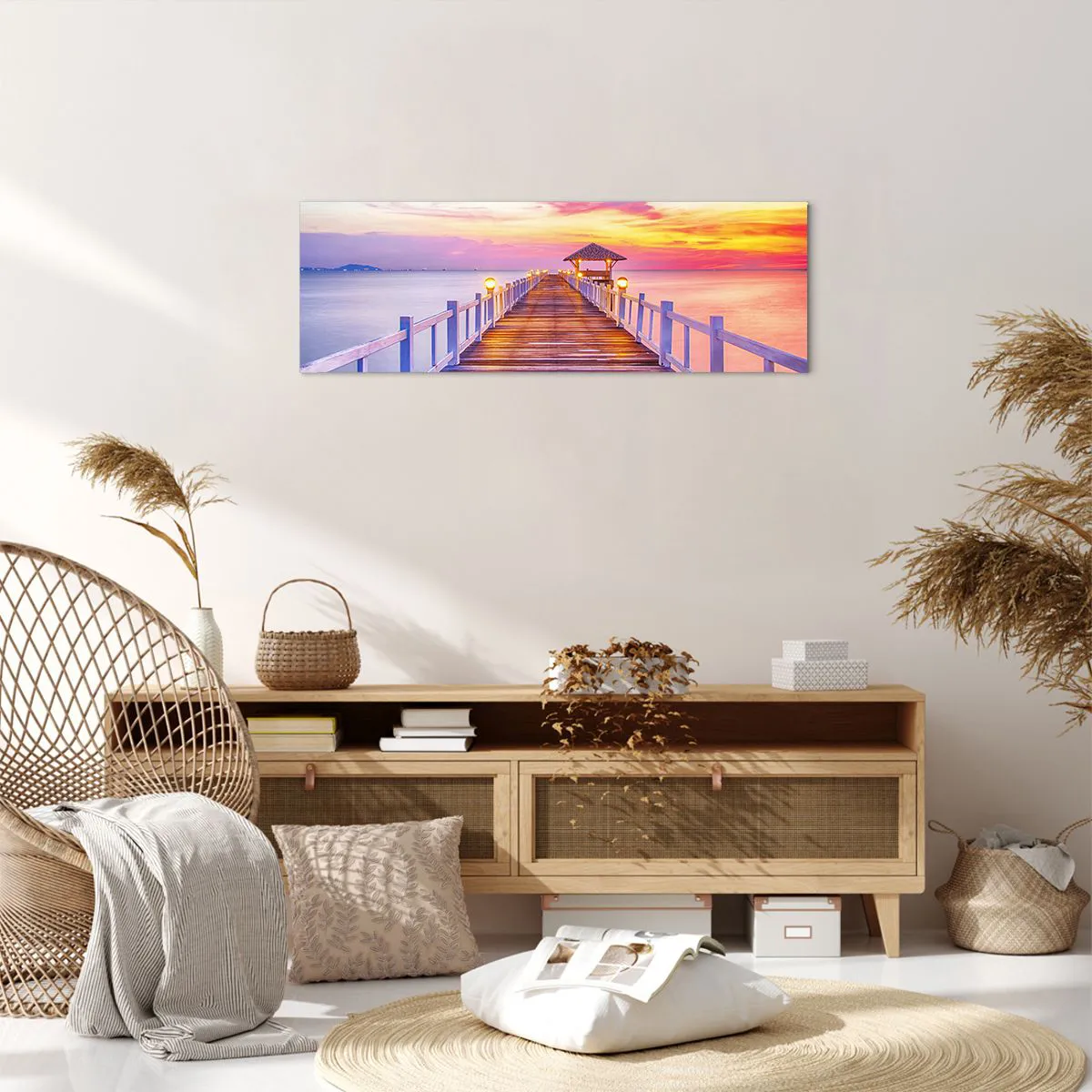 Impression sur toile - Image sur toile - Le silence lilas-doré du soir - 90x30 cm