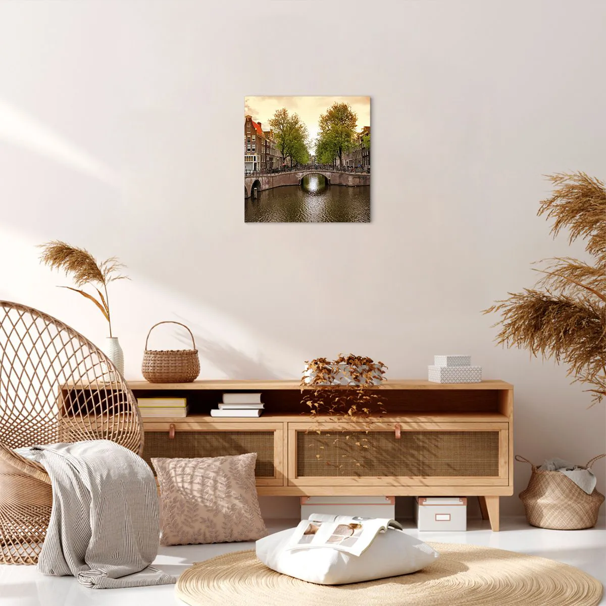 Bild auf Leinwand - Leinwandbild - Mit dem Boot oder mit dem Fahrrad? - 40x40 cm