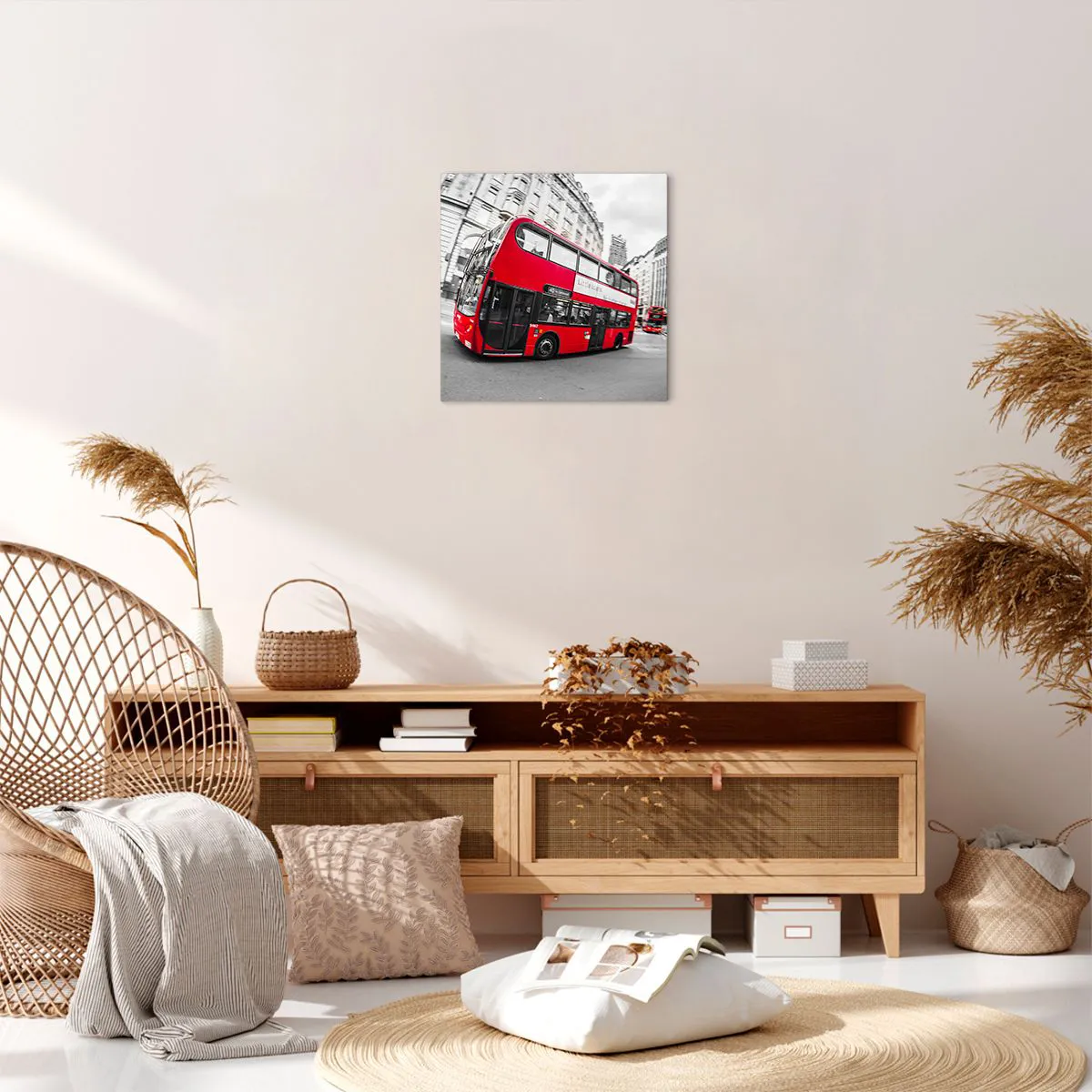 Tablou pe pânză - Londra în mod tradițional - by bus - 40x40 cm