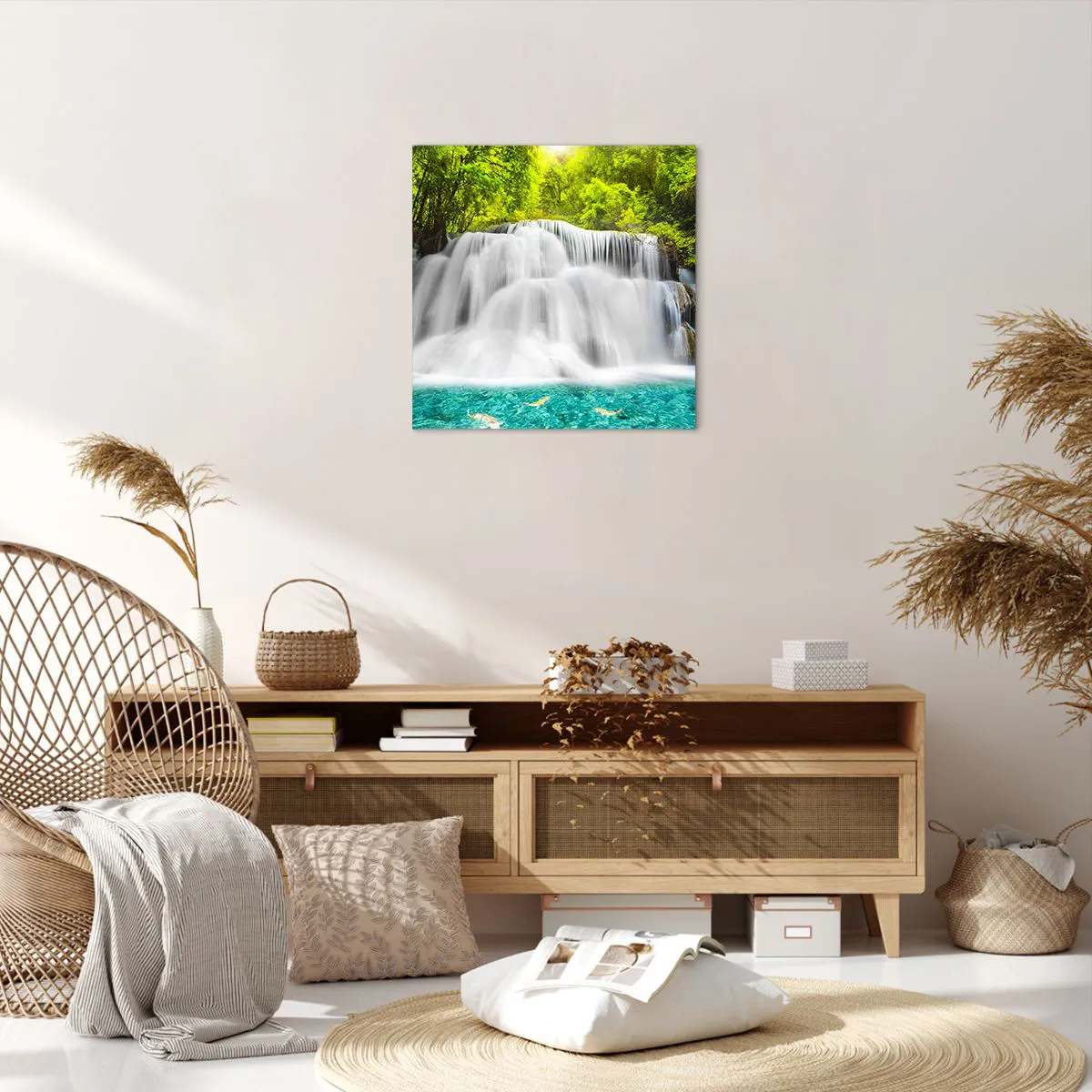 Quadro su tela - Stampe su Tela - Cascata spumeggiante dal verde all'azzurro - 50x50 cm