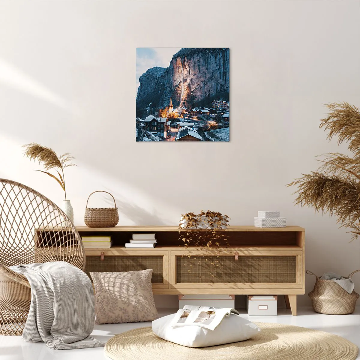 Lærredstryk - Billede på lærred - Vinterens lysende ånd - 50x50 cm