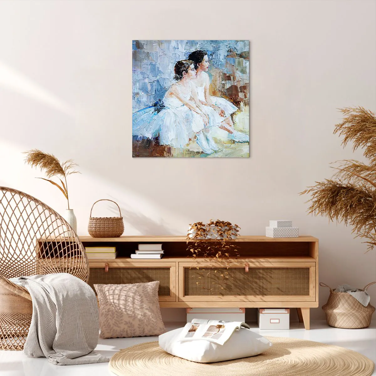 Obraz na płótnie - Odpoczynek młodych łabędzi - 60x60 cm