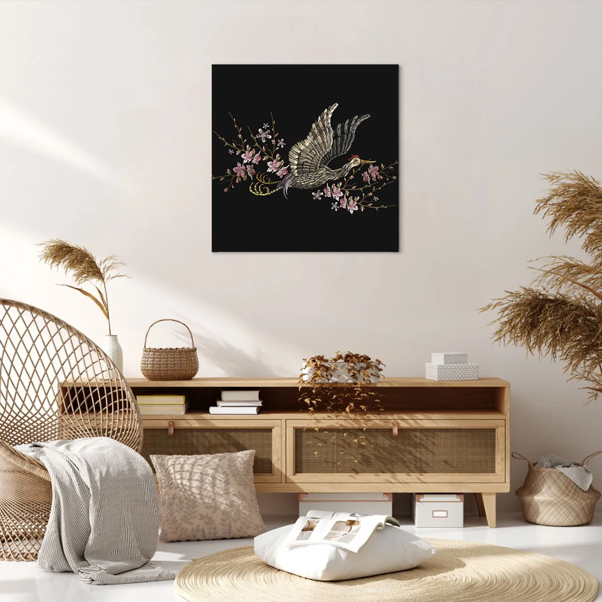 Canvas picture - Exotic, Embroidered Bird - 60x60 cm