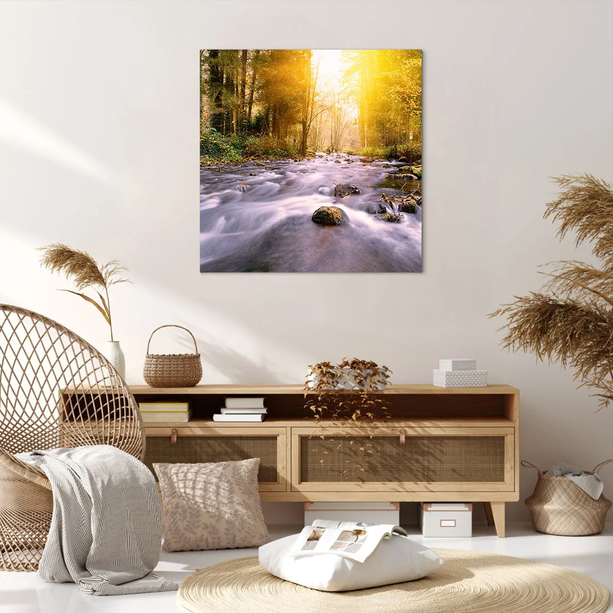 Obraz na płótnie - Malachit w srebrno-złotej oprawie - 70x70 cm