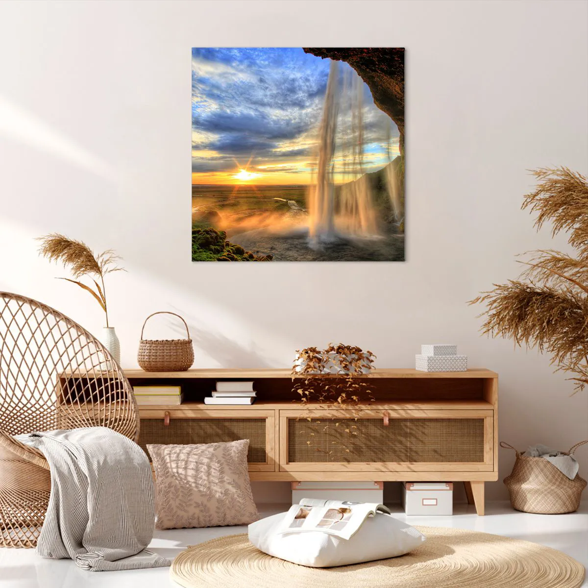 Impression sur toile - Image sur toile - Le monde derrière un voile de gouttes - 70x70 cm