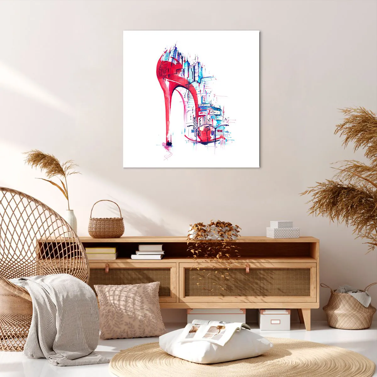 Lærredstryk - Billede på lærred - Elegant kvinde fra storbyen - 70x70 cm