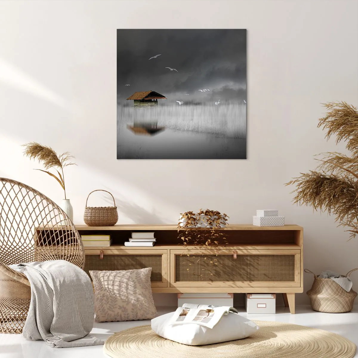 Obraz na płótnie - Schronienie przed deszczem - 70x70 cm