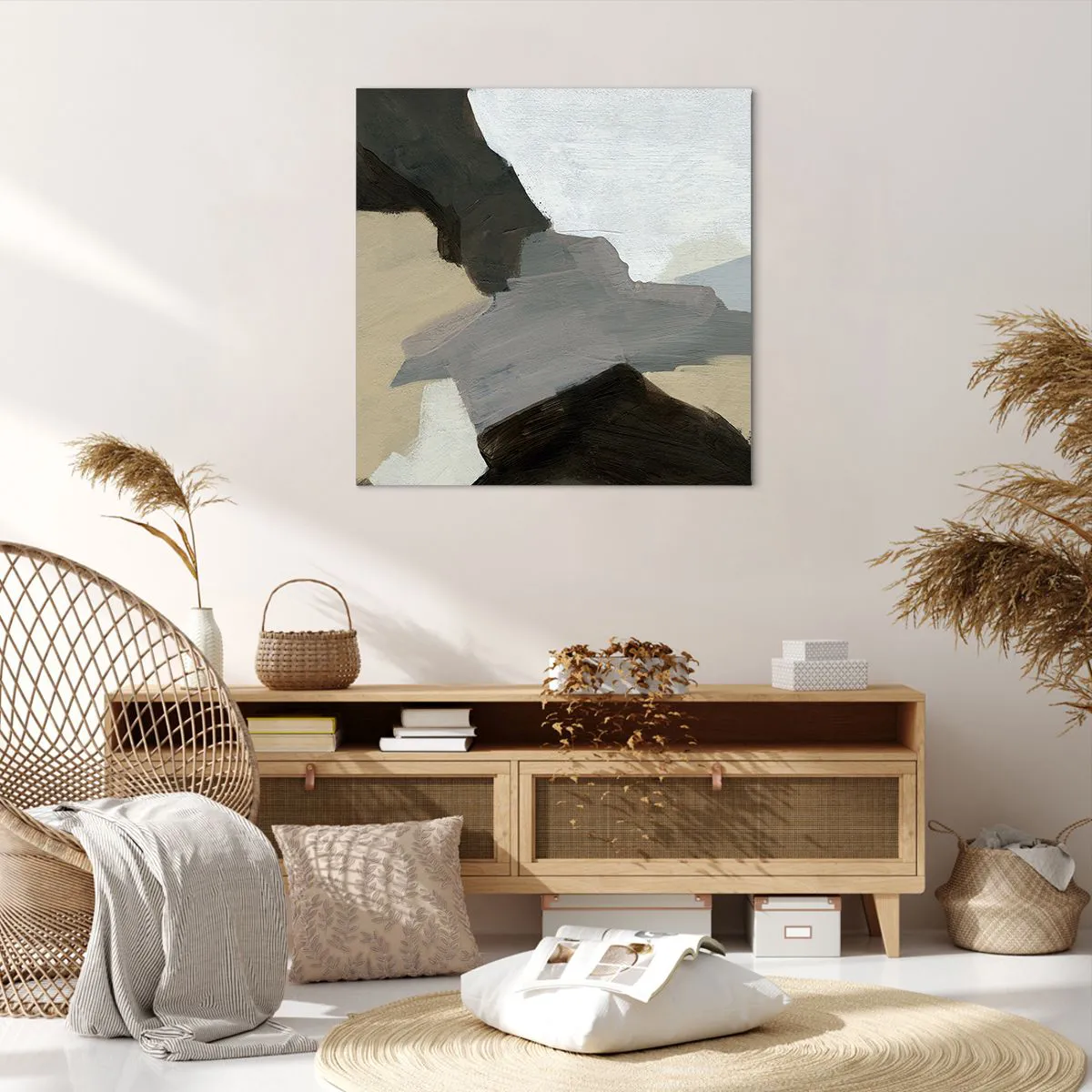 Impression sur toile - Image sur toile - Abstraction : le carrefour du gris - 70x70 cm