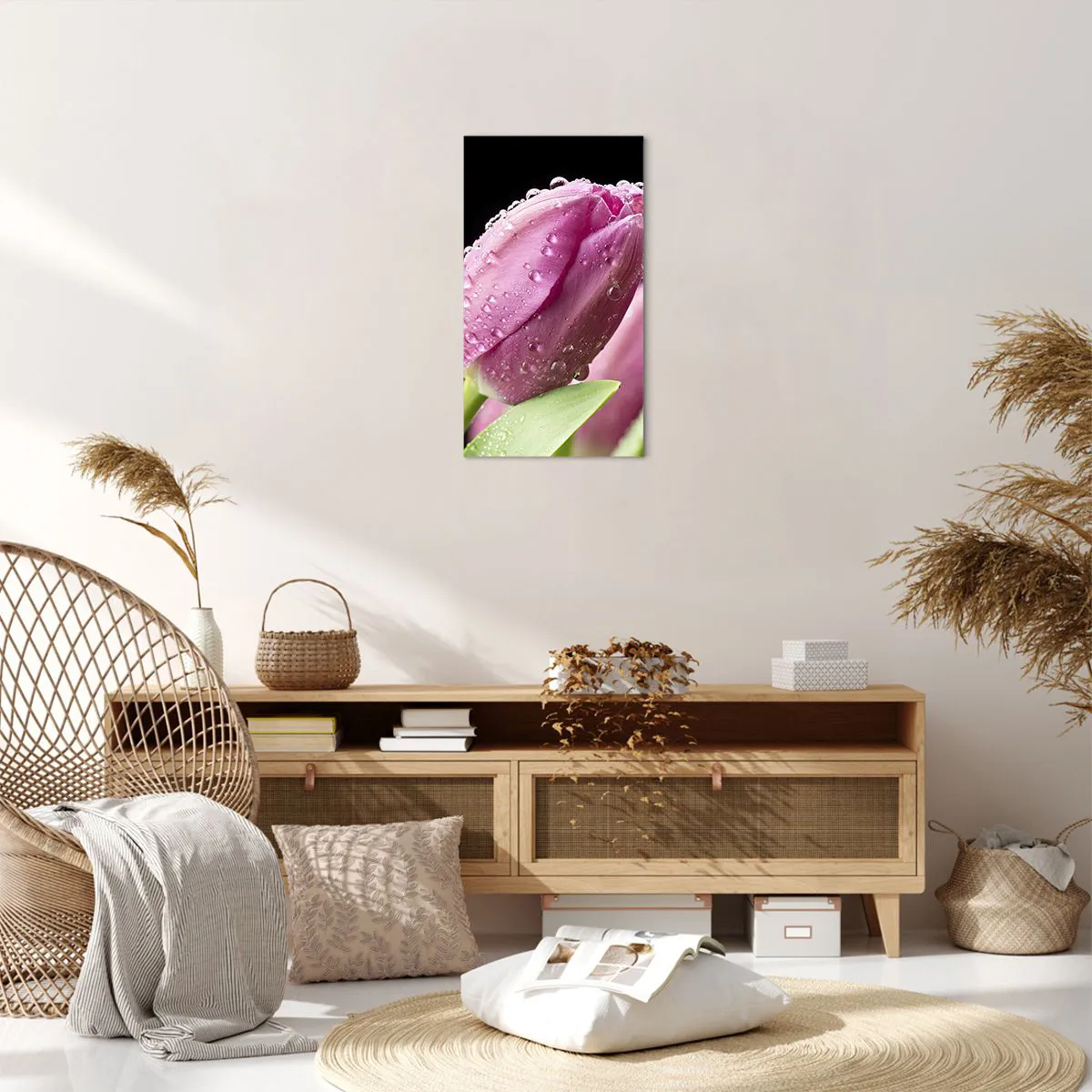 Cuadro sobre lienzo - Impresión de Imagen - Un sueño de lilas en el rocío - 45x80 cm