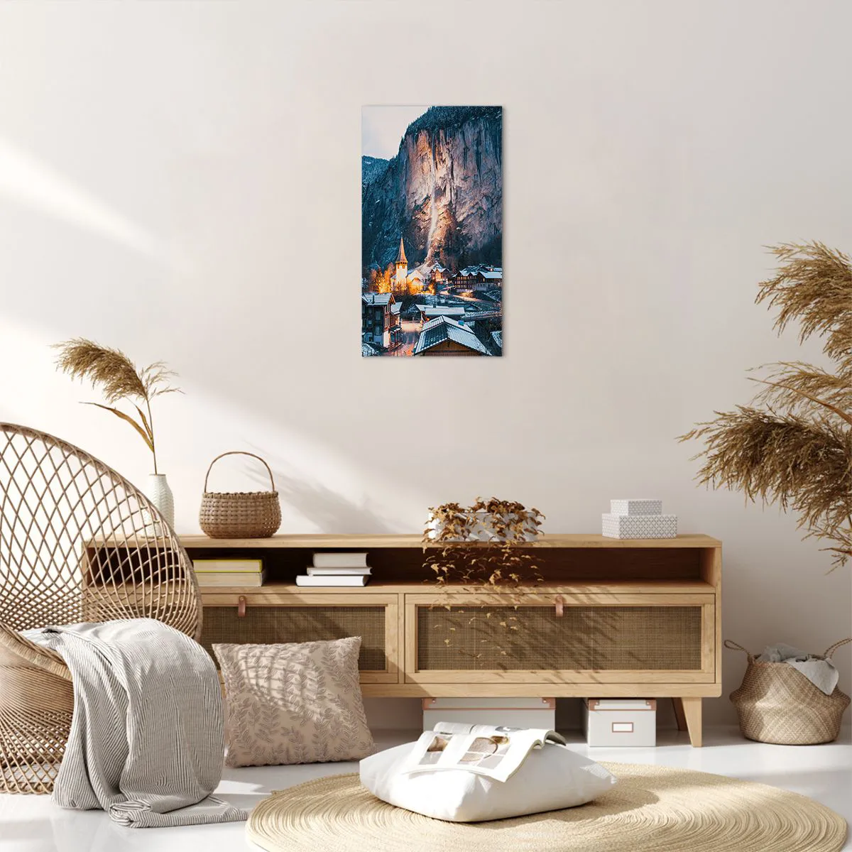 Lærredstryk - Billede på lærred - Vinterens lysende ånd - 45x80 cm