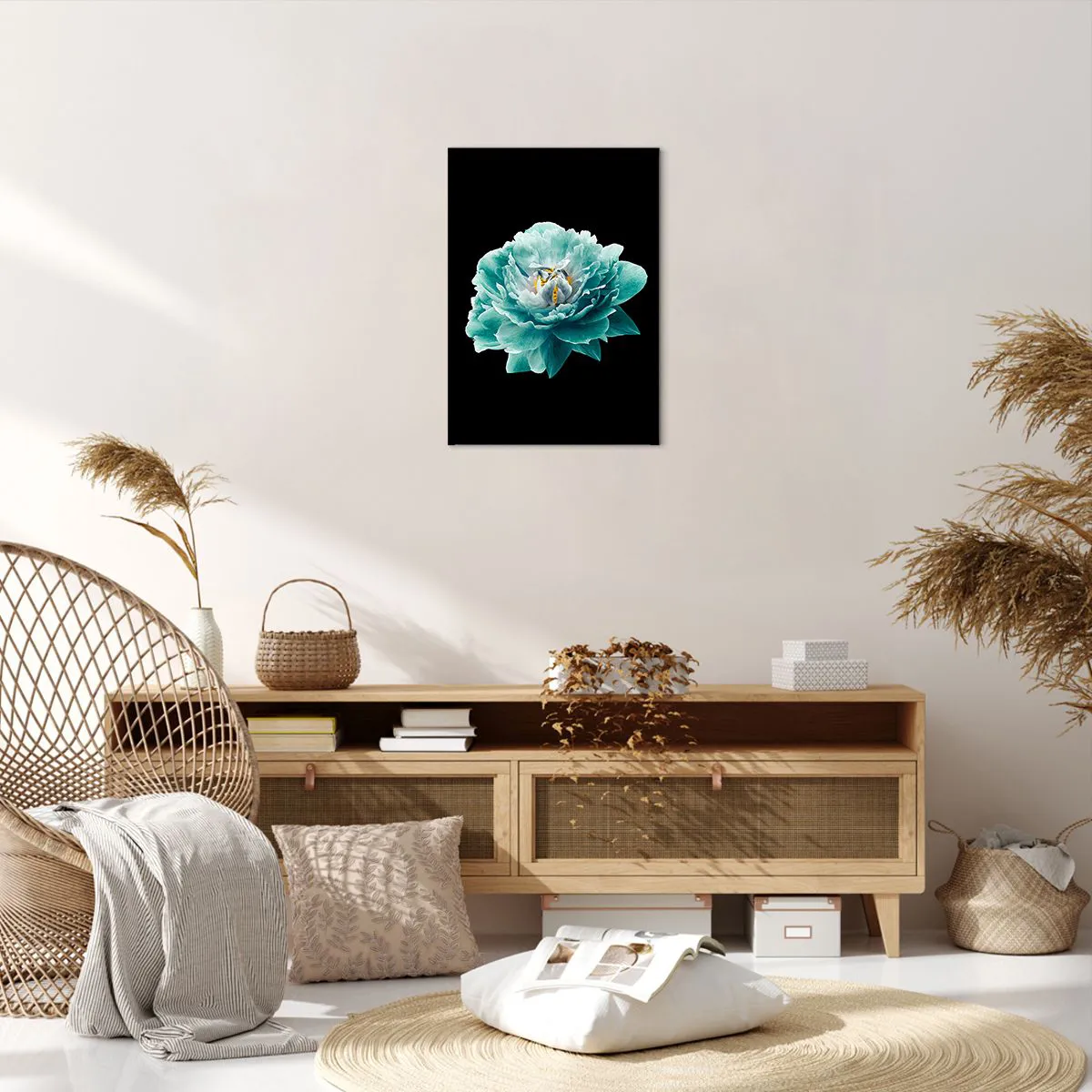 Vászonkép - Kék és arany szirmok - 50x70 cm