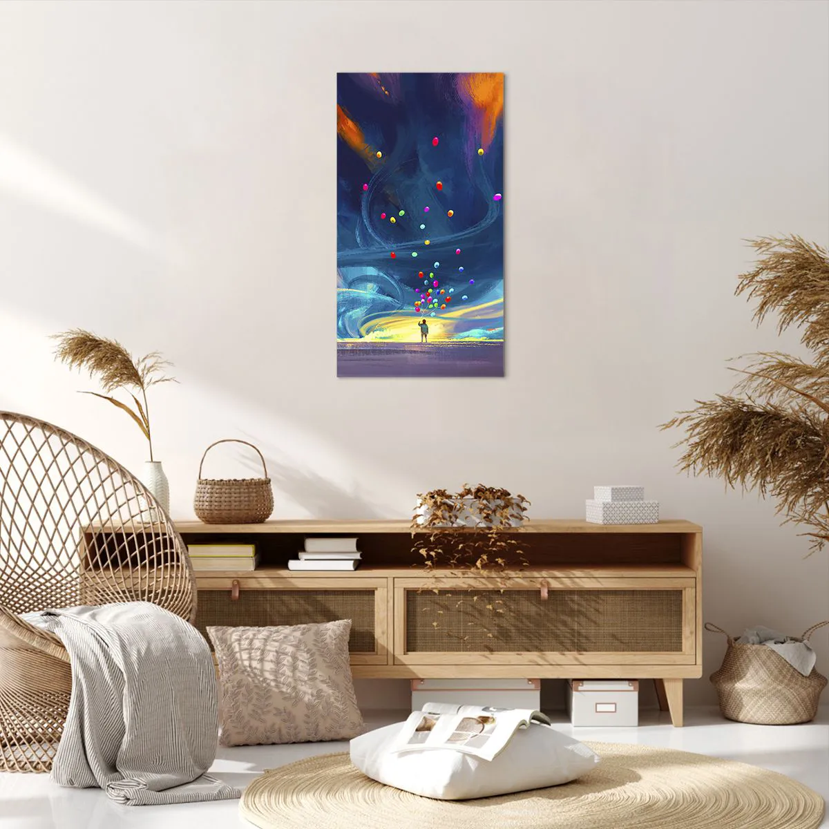 Cuadro sobre lienzo - Impresión de Imagen - En un viento azul - 55x100 cm