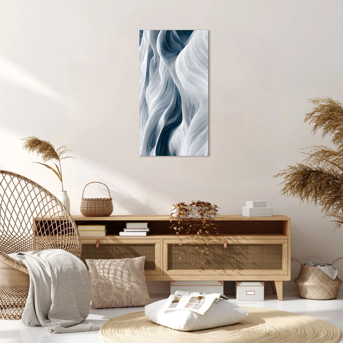 Bild auf Leinwand - Leinwandbild - Weiße und blaue Wellen - 55x100 cm