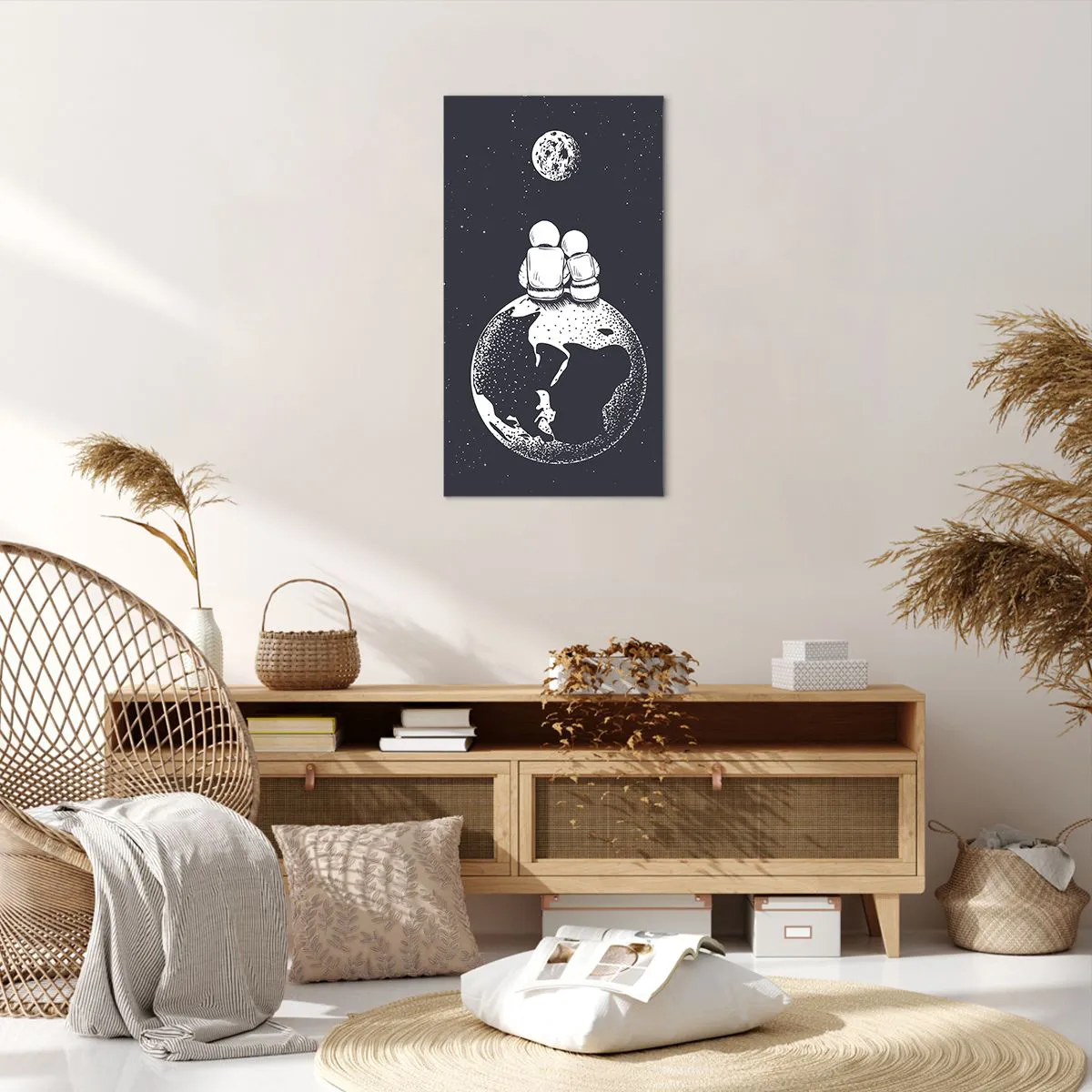 Lærredstryk - Billede på lærred - En kosmisk kærlighedshistorie - 55x100 cm