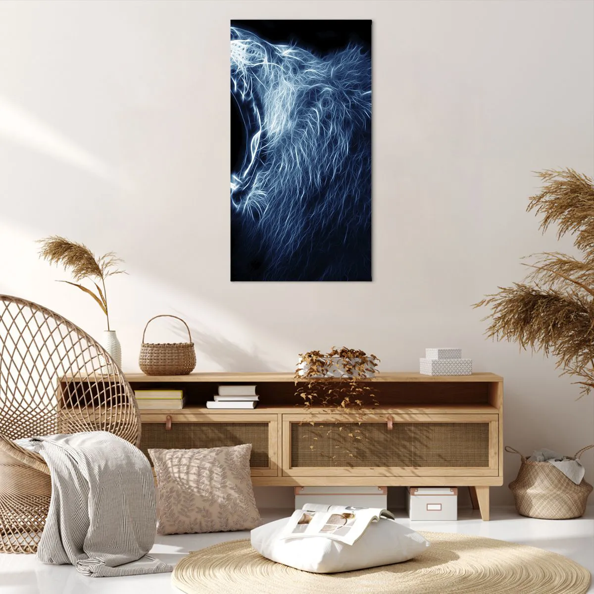 Lærredstryk - Billede på lærred - Kongens flammende vrede - 65x120 cm