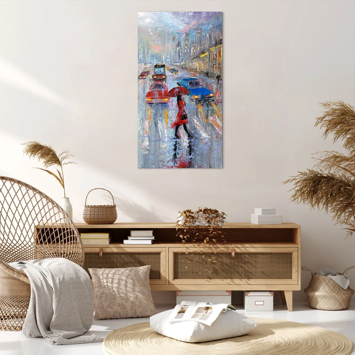 Quadro su tela - Stampe su Tela - Pomeriggio di pioggia in città - 65x120 cm