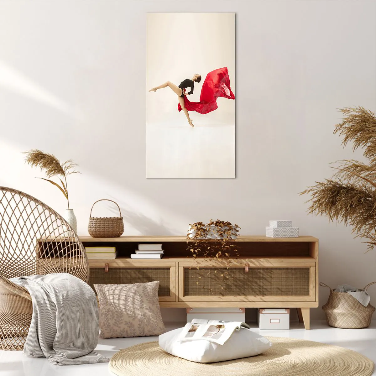 Lærredstryk - Billede på lærred - Rød og sort - 65x120 cm