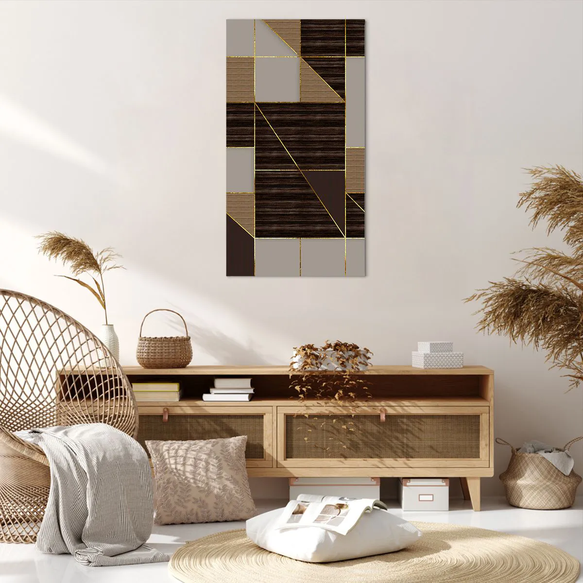 Obraz na płótnie - Mozaika brązów i złota - 65x120 cm