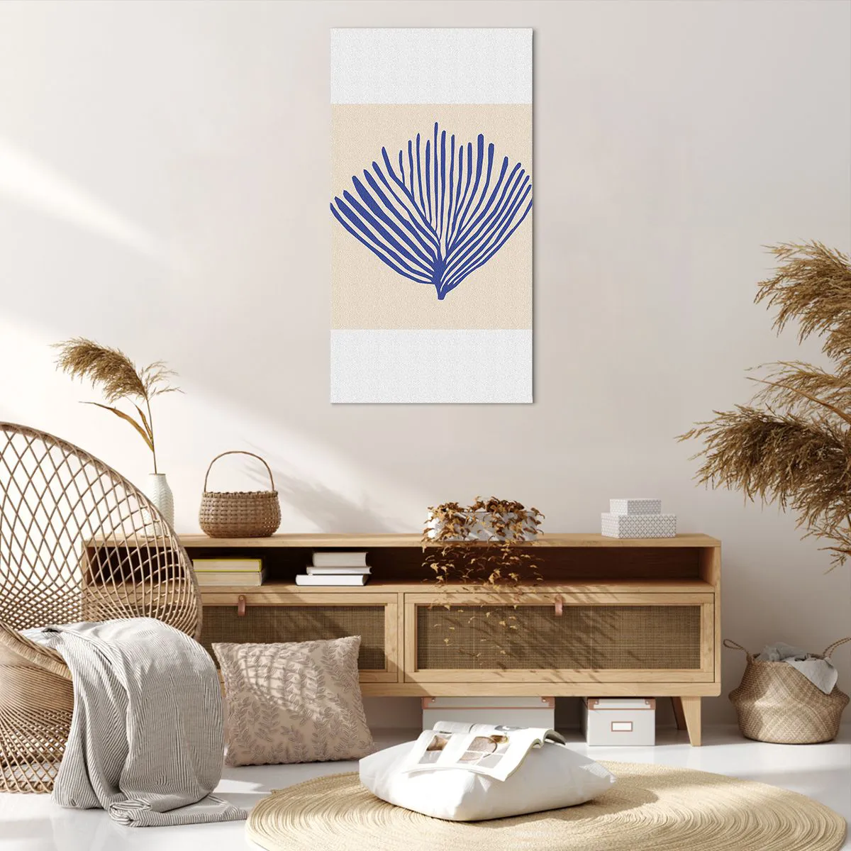 Impression sur toile - Image sur toile - Éventail bleu - 65x120 cm