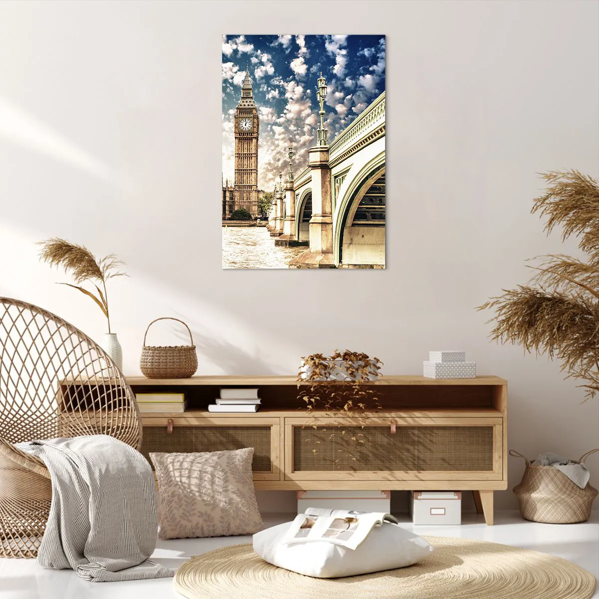 Canvastavla - Bild på duk - Moln över Thames - 70x100 cm