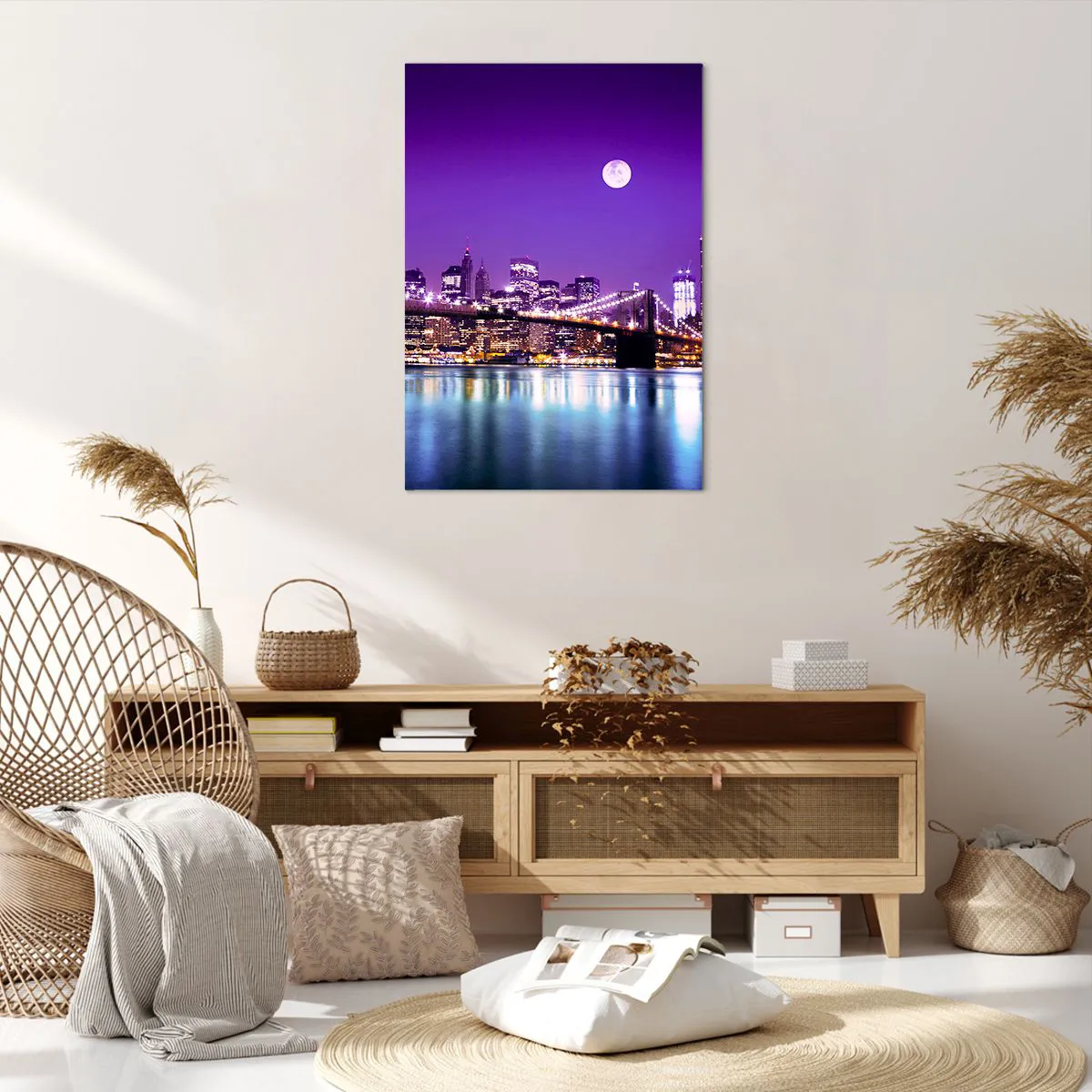 Obraz na plátne - Svetlá veľkomesta vo fialovej - 70x100 cm