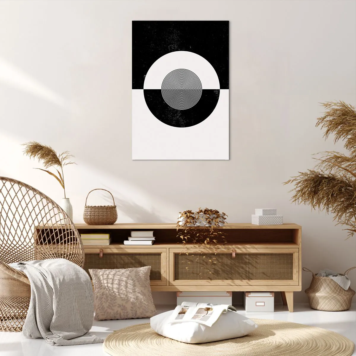 Lærredstryk - Billede på lærred - Harmoni i sort og hvidt - 70x100 cm