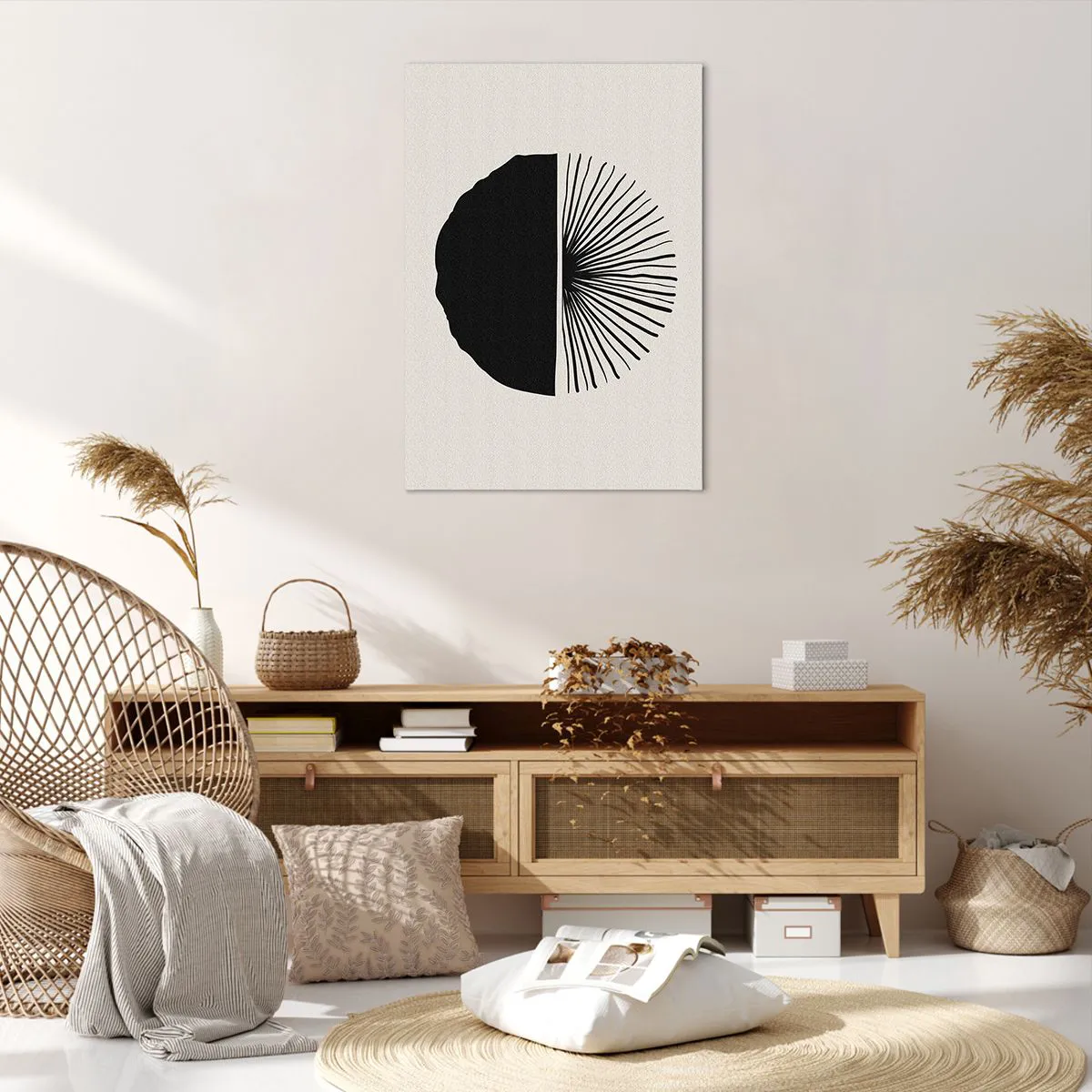 Obraz na płótnie - Minimalistyczny czarny motyw na jasnym tle - 70x100cm - Wachlarz możliwości - Nowoczesna dekoracja ścienna do salonu i sypialni ARTTOR