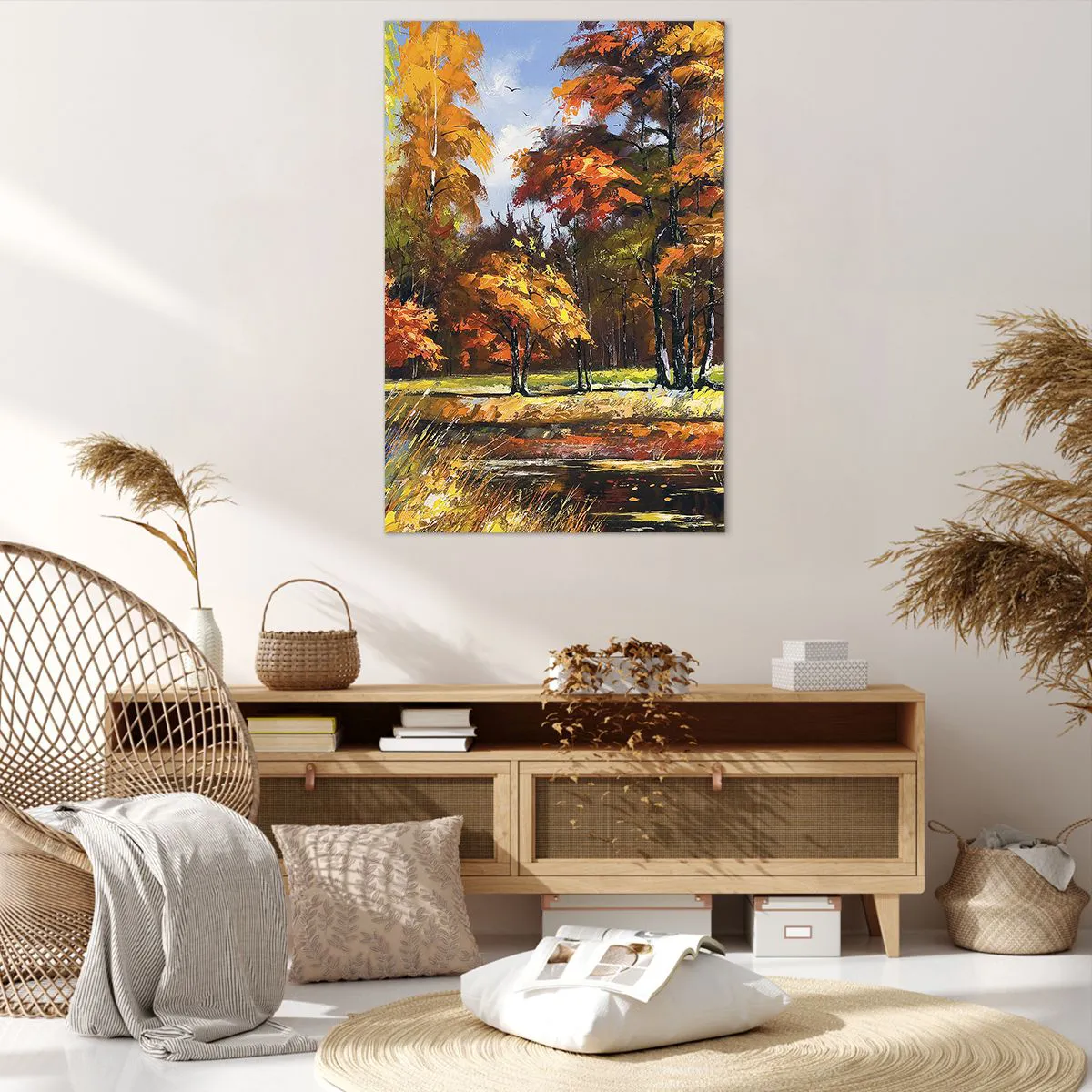 Obraz na plátně - Krajinka ve zlaté a hnědé - 80x120 cm