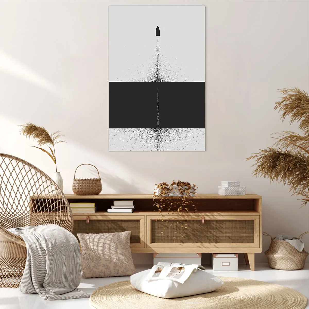 Impression sur toile - Image sur toile - Un projectile symbolique dans un style minimaliste et abstrait. - 80x120cm - Droit au but - Décoration murale moderne pour le salon et la chambre ARTTOR