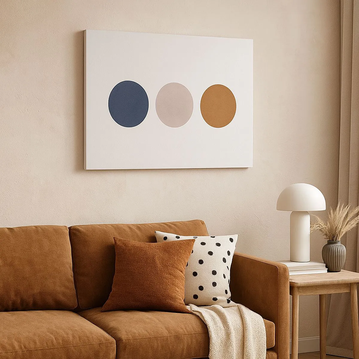 Bild auf Leinwand - Leinwandbild - Eine minimalistische Komposition mit drei farbigen Kreisen - 70x50cm - Ein Symbol für Exzellenz - Moderne Wanddekoration für Wohnzimmer und Schlafzimmer ARTTOR