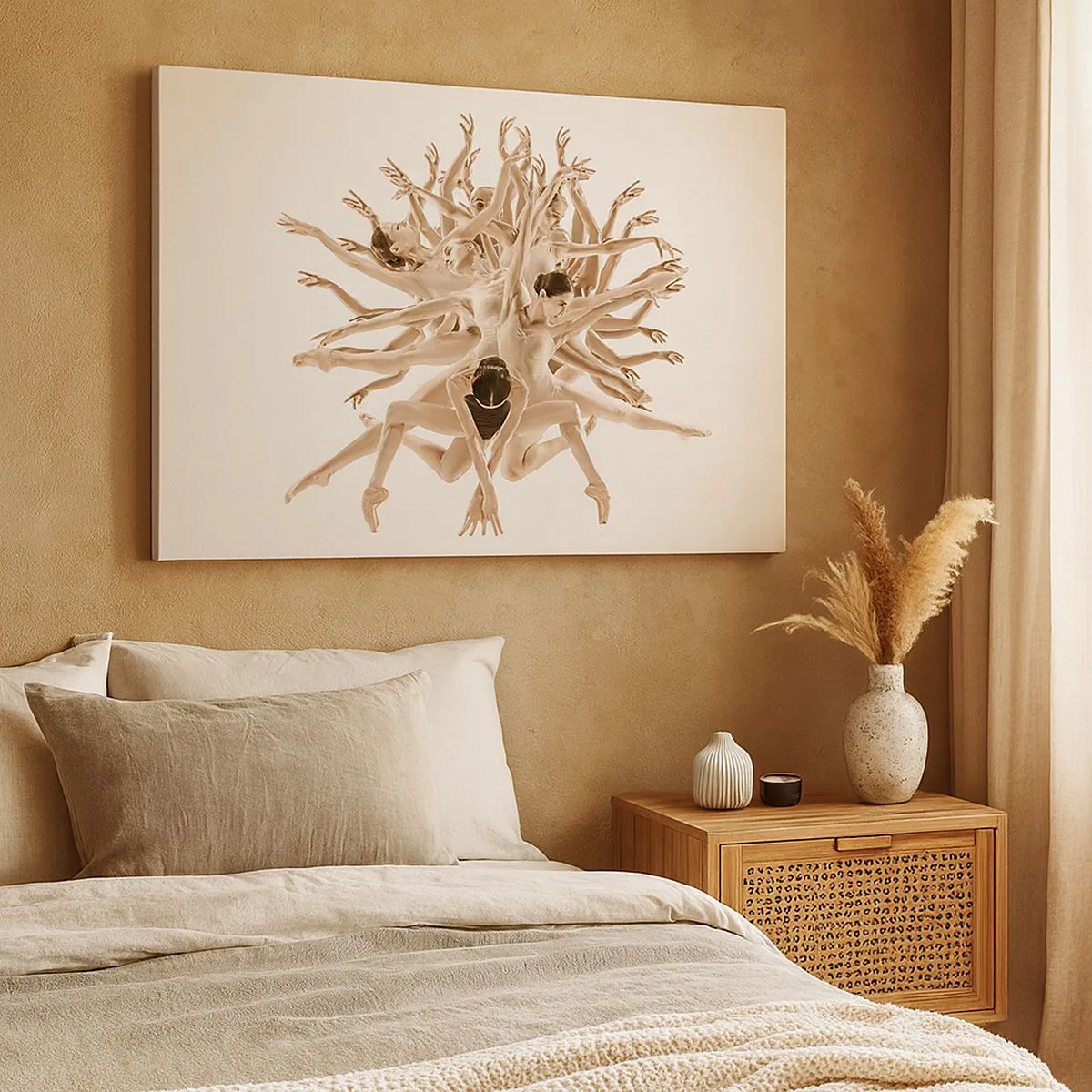 Obraz na plátne - Abstraktná kompozícia tanečníkov v pohybe - 70x50cm - Rozkvet v tanci - Moderná nástenná dekorácia do obývacej izby a spálne ARTTOR