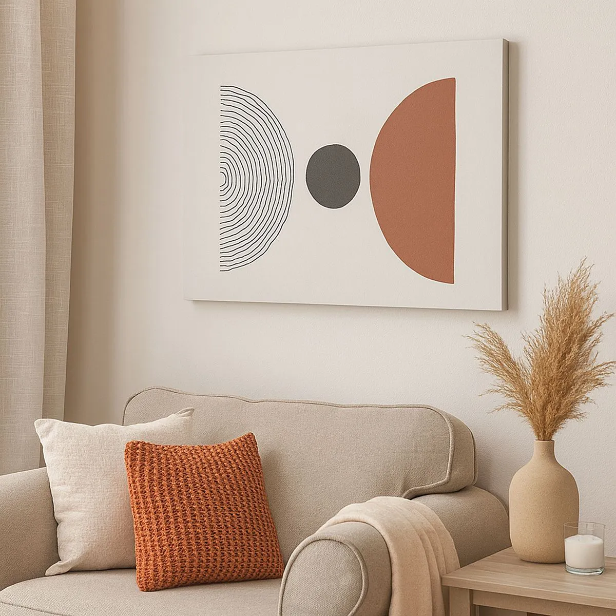 Tablou pe pânză Canvas - Figuri geometrice abstracte în culori calde - 70x50cm - În centrul atenției - Decorațiune modernă pentru perete pentru living și dormitor ARTTOR