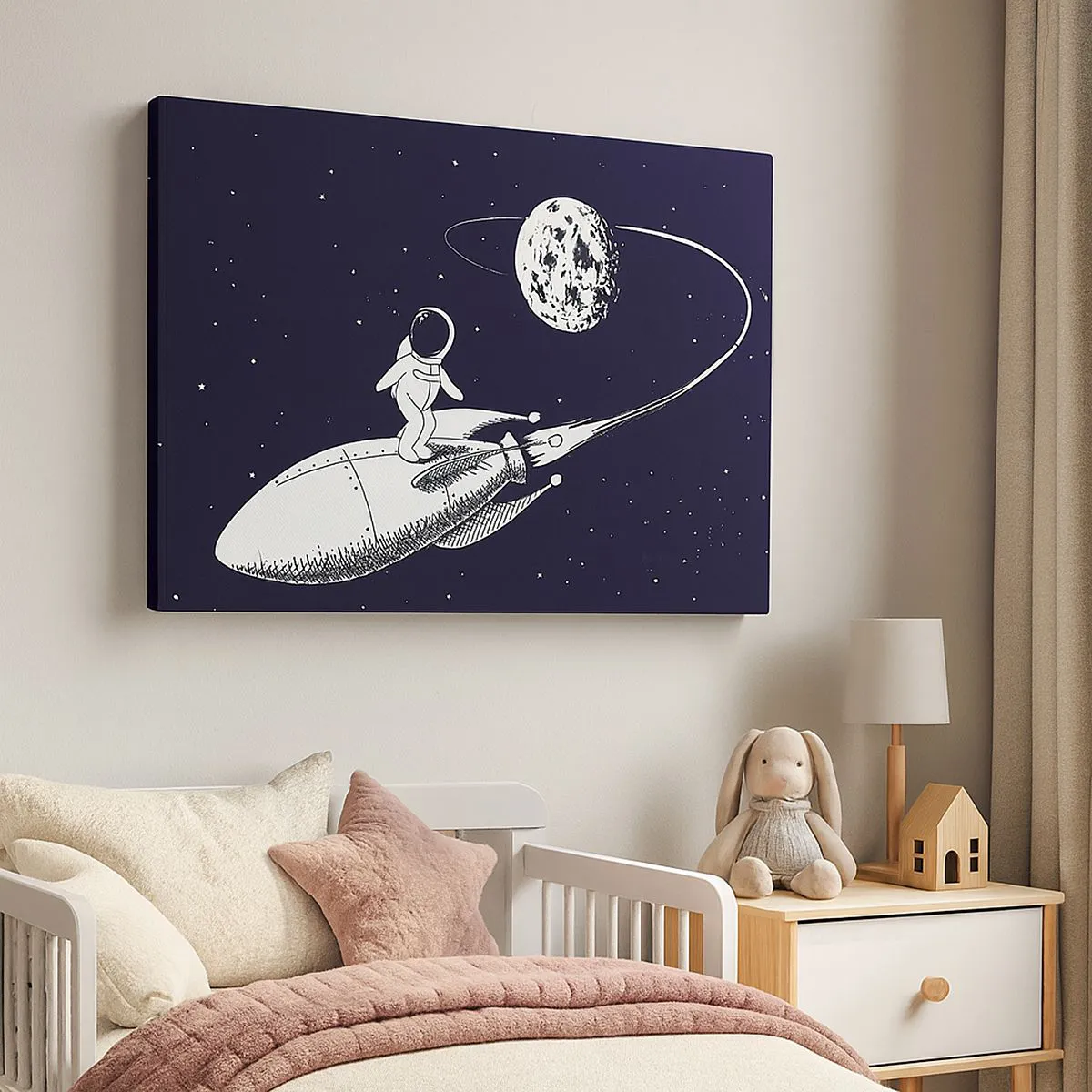 Lærredstryk - Billede på lærred - Space surfer - 120x80 cm