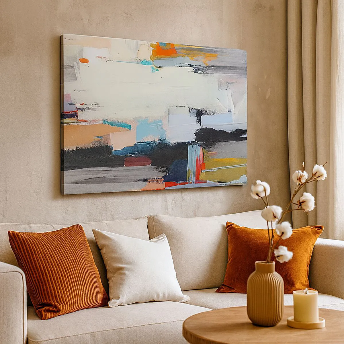 Canvastavla - Bild på duk - Färgglad abstraktion med dynamiska penseldrag - 70x50cm - Finns det någon metod? - Modern väggdekoration för vardagsrum och sovrum ARTTOR