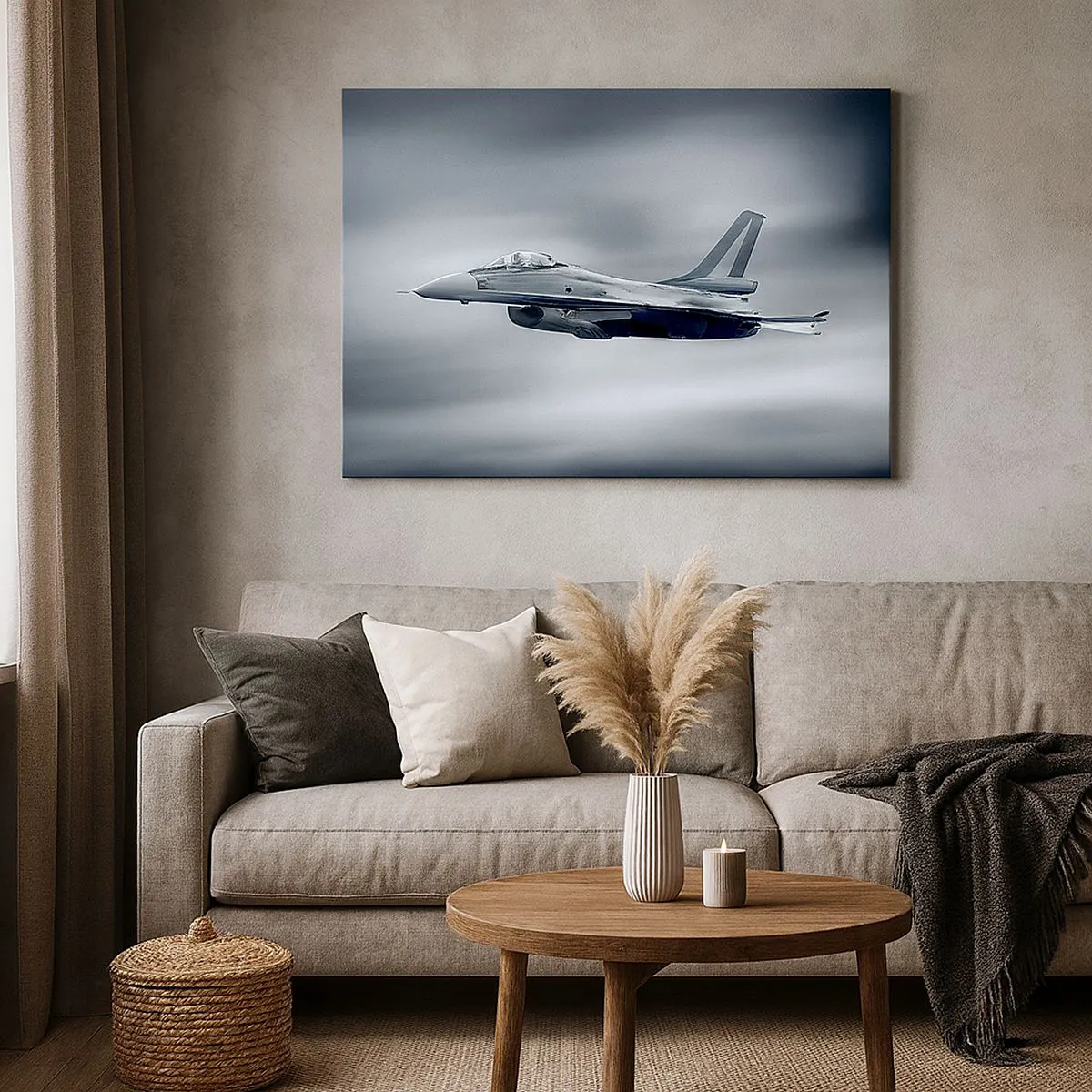 Canvas picture - A fighter jet in flight against a cloudy sky - 70x50cm - You want to Challenge It? - Modern wall decoration for the living room and bedroom ARTTOR