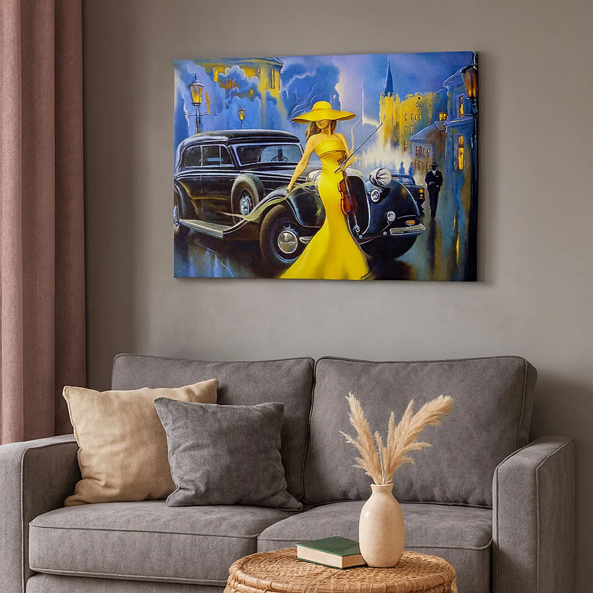 Quadro em tela - Música instrumental com violino e amor - 120x80 cm