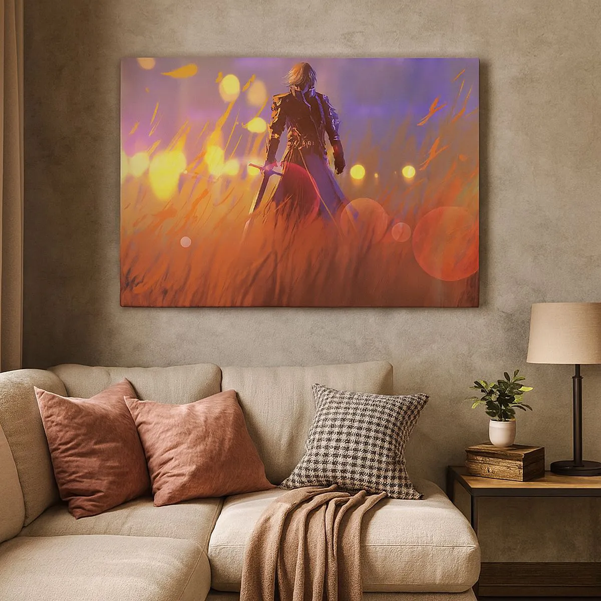 Quadro em tela - Homem estilizado com barba, cachimbo e óculos - 70x50cm - Alegre, masculino e elegante - Decoração de parede moderna para a sala de estar e quarto ARTTOR