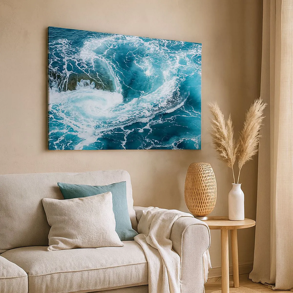 Lærredstryk - Billede på lærred - Dynamisk havhvirvel - 70x50cm - Porten til jordens indre - Moderne vægdekoration til stue og soveværelse ARTTOR