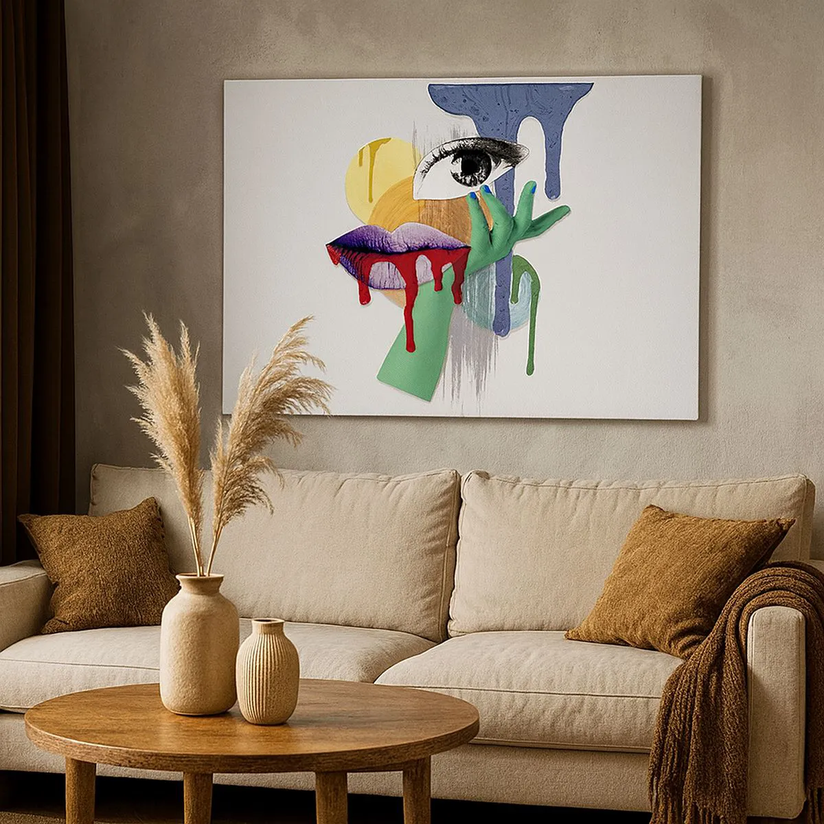 Tablou pe pânză Canvas - Portret deconstruit cu elemente abstracte - 70x50cm - Portret deconstruit - Decorațiune modernă pentru perete pentru living și dormitor ARTTOR